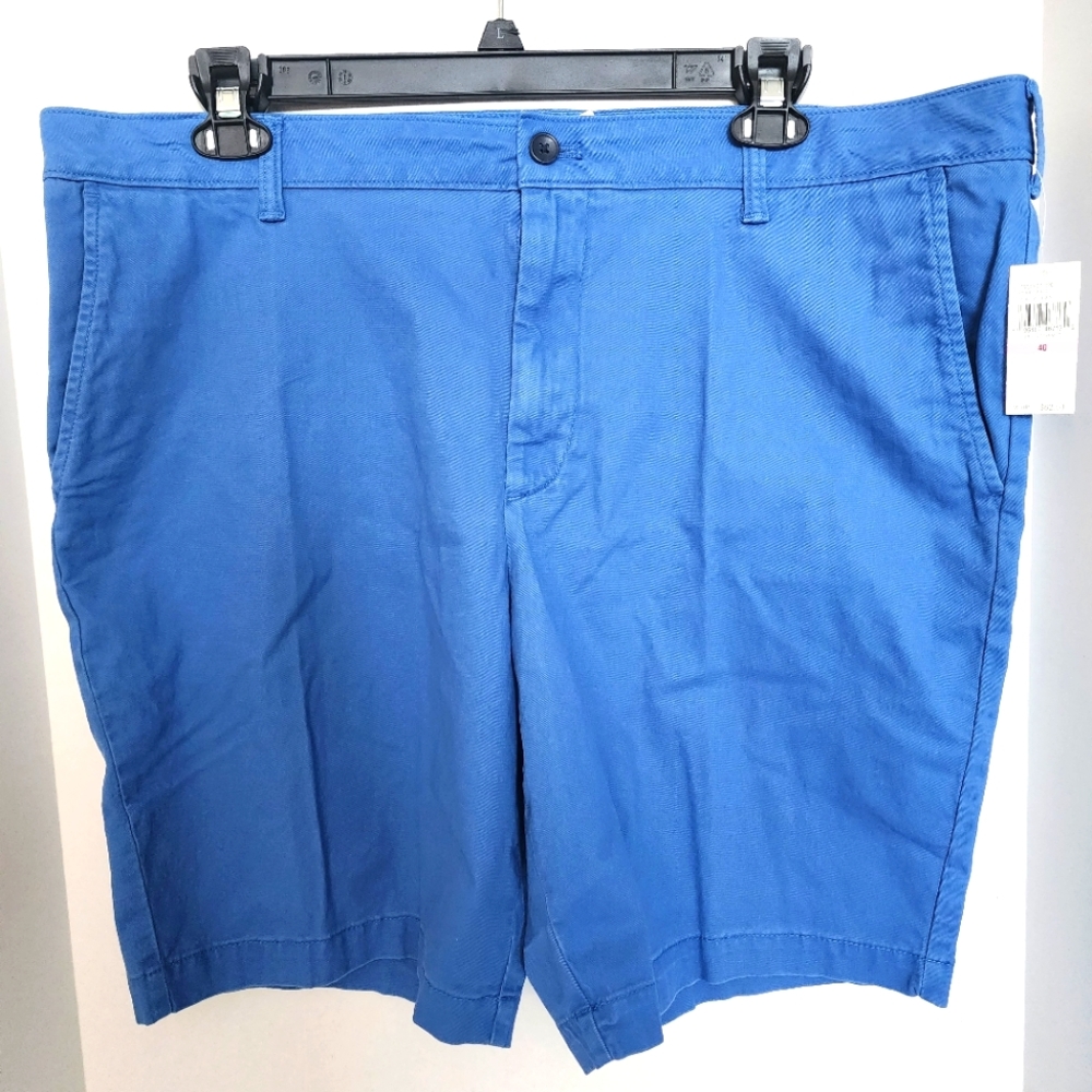 Mens IZOD Saltwater stretch chino shorts size 40 9.5" inseam Bright Cobalt